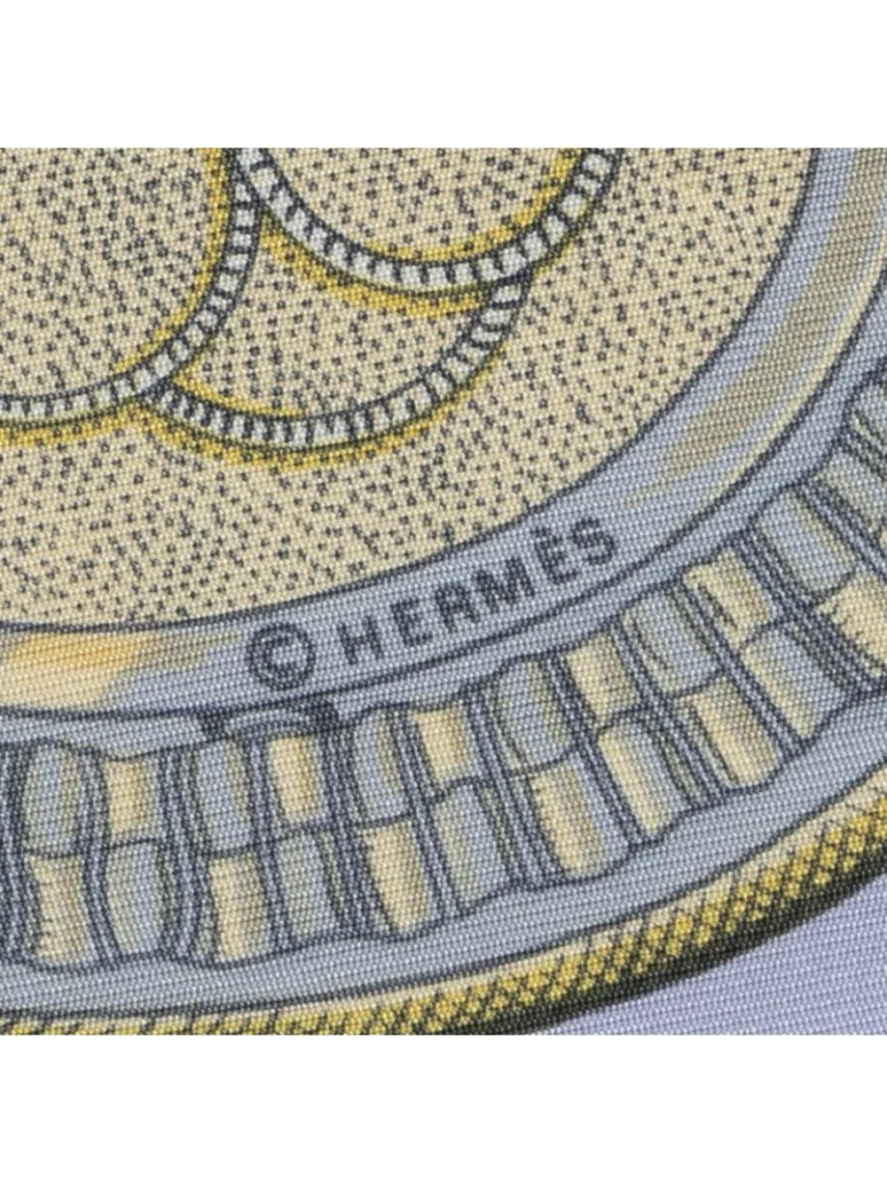 Hermes Scarf Light Blue Beige Silk